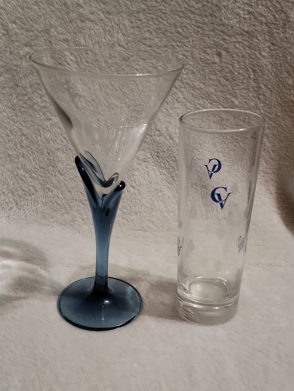 Luigi Bormioli Courvoisier martini glass and Courvoisier cognac Shot Glass